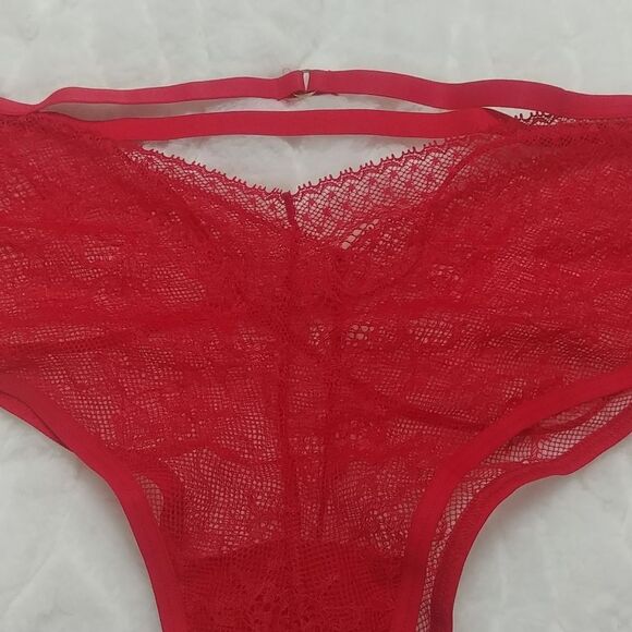 NWOT XL Vintage Victoria's Secret Very Sexy Cheeky Pink/Red Strappy Detail - Picture 14 of 17